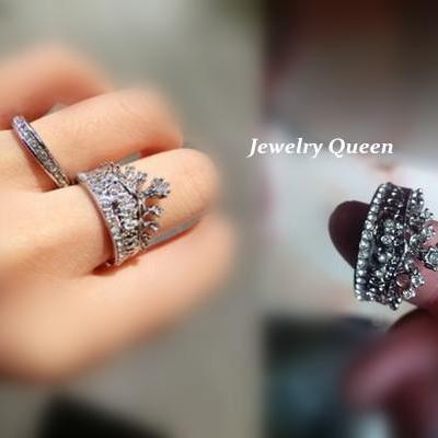 Us Size 7 Cute Princess Style Crown Ring