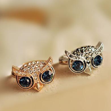 Super Cute Bling Owl Ring In Rose..