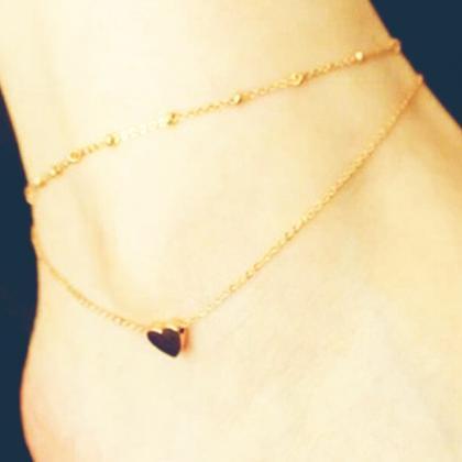 Simple Style Rose Gold Heart Anklet 2015 Summer