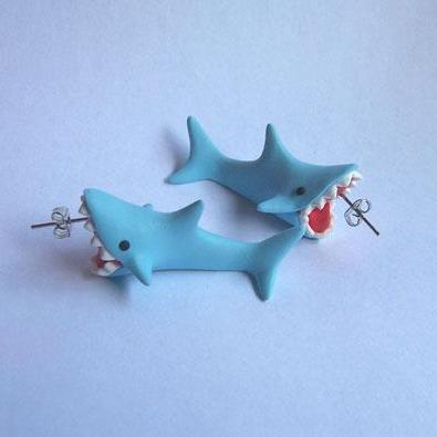 Handmade Cute Blue Shark Earring Made With Soft..