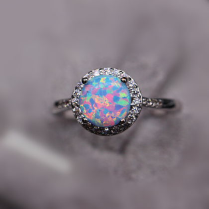 [ Us]vintage Man Made Blue And Pink Opal Fashion..