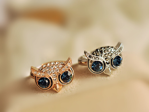 Super Cute Bling Owl Ring In Rose Gold/golden/silver Colors For Girls