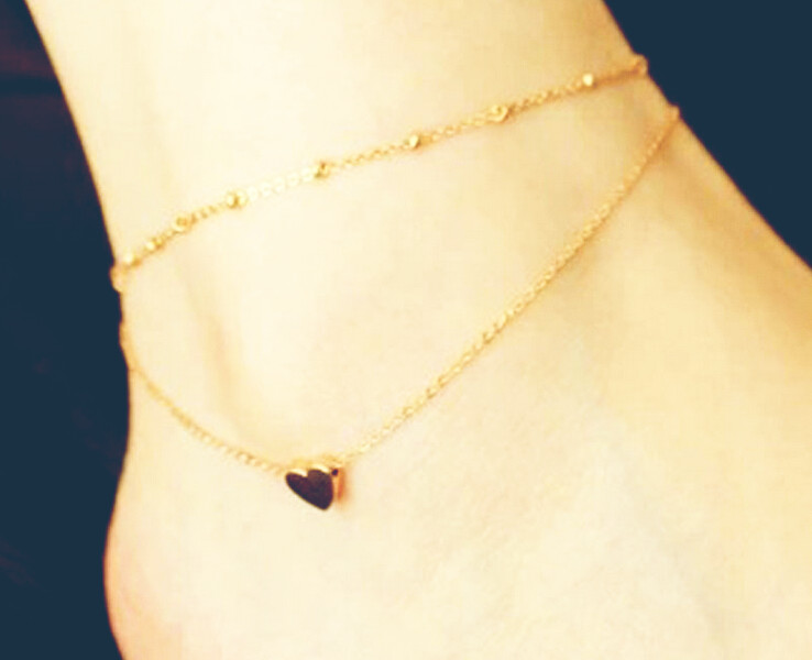 Simple Style Rose Gold Heart Anklet 2015 Summer on Luulla