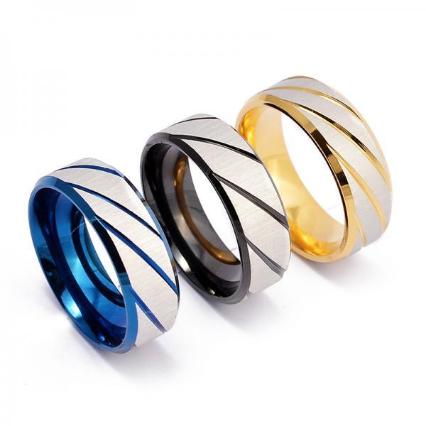 Titanium Steel Band Ring In Blue/golden/black on Luulla